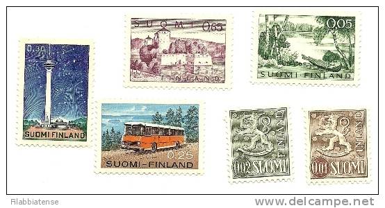 1963 - Finlandia 531Av + 531Bv + 533 + 537Av + 538Bv + 542Bv Soggetti Vari C2065, - Neufs