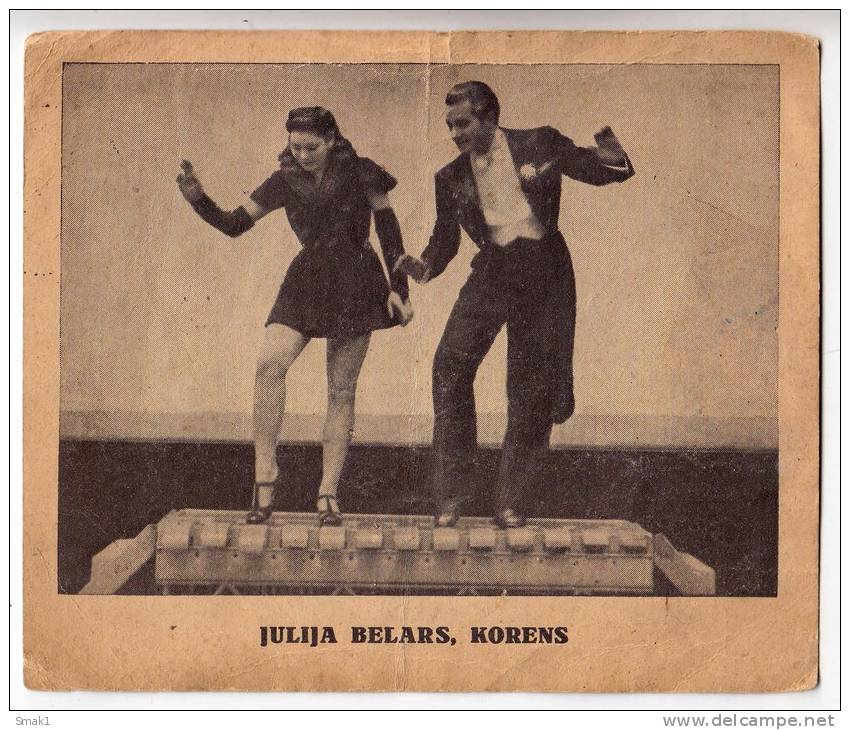 DANCE THE DANCERS JULIJA BELARS AND KORENS BAD CONDITION OLD POSTCARD 1944. - Dance