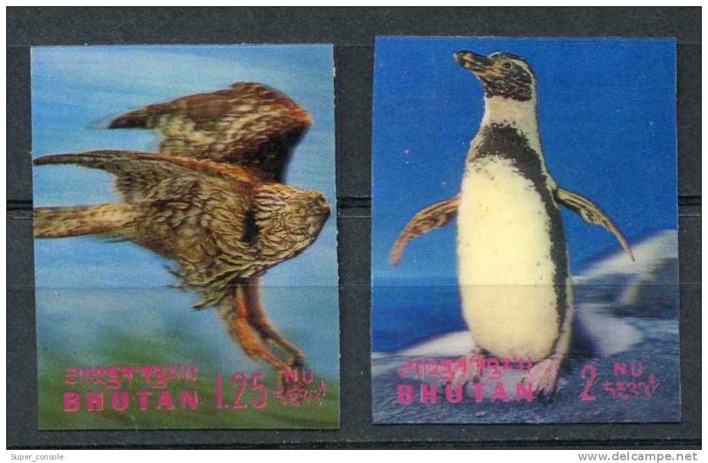 BHOUTAN   1969   Yvert 237/238   Michel 299/300   Eagle, Pinguin   Aigle, Pingouin - Eagles & Birds Of Prey