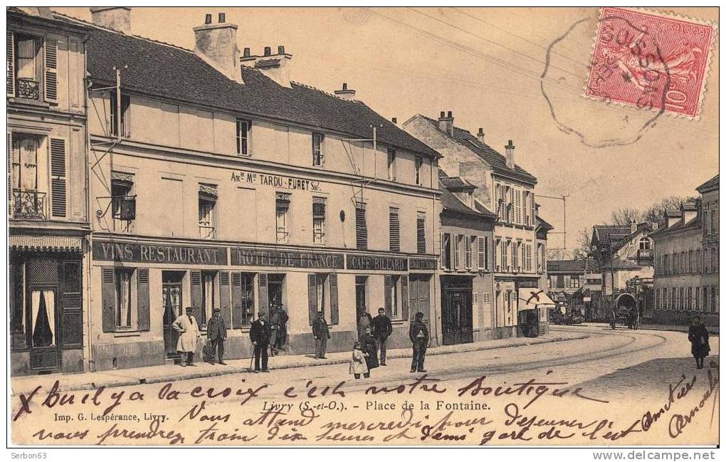 CARTE POSTALE ANCIENNE EN L'ETAT 93190 LIVRY PLACE DE LA FONTAINE SEINE ET OISE - SEINE SAINT DENIS TIMBRE 10 CENTIMES - Livry Gargan