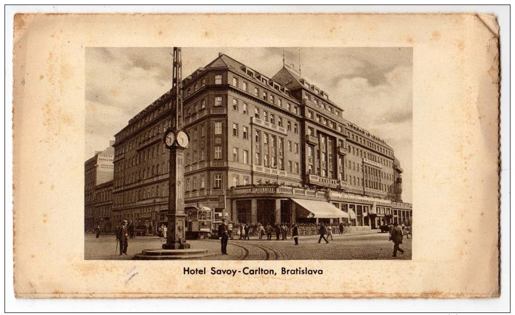 EUROPE SLOVAKIA BRATISLAVA HOTEL SAVOY-CARLTON TRIPLE CARD LIKE A LETTER OLD POSTCARD 1931. - Slovakia