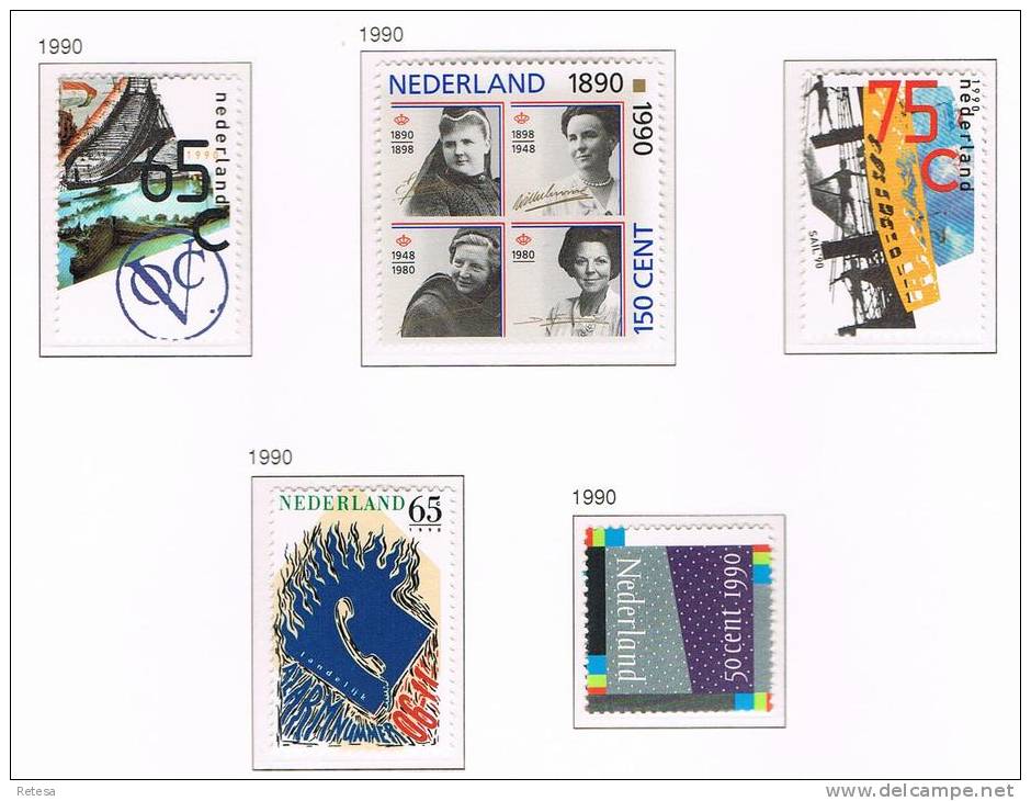 NEDERLAND  N° 1357/1359 + 1361 + 1365 -  1990 ** - Unused Stamps