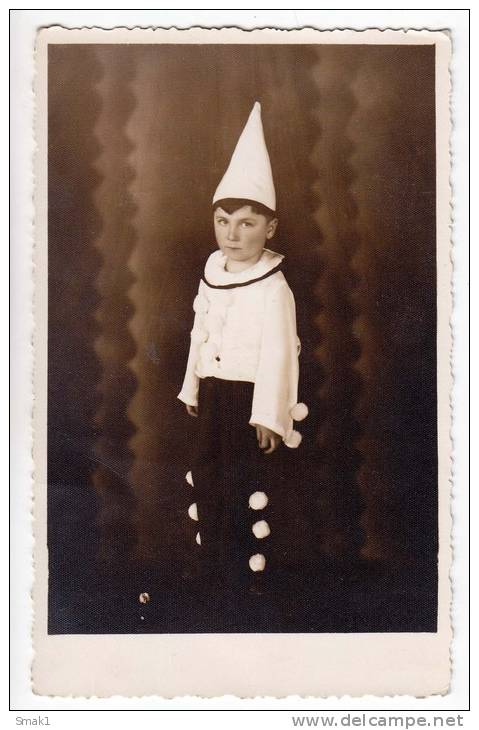 PHOTOGRAPHS CHILDREN BOY PIERROT CLOWN OLD POSTCARD - Photographs