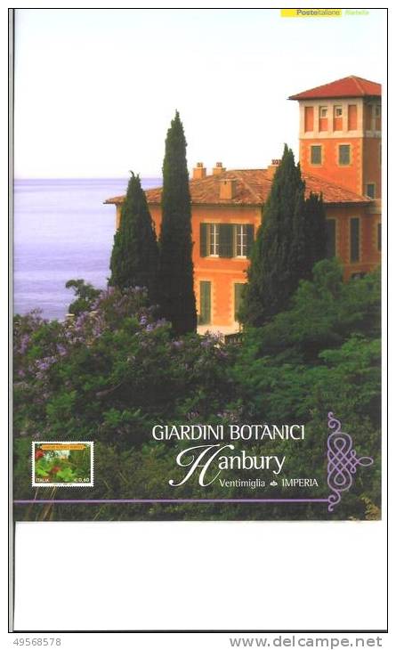 FOLDER ITALIA 2010 - GIARDINI  BOTANICI  HANBURY - Ventimiglia-Imperia - - Presentation Packs