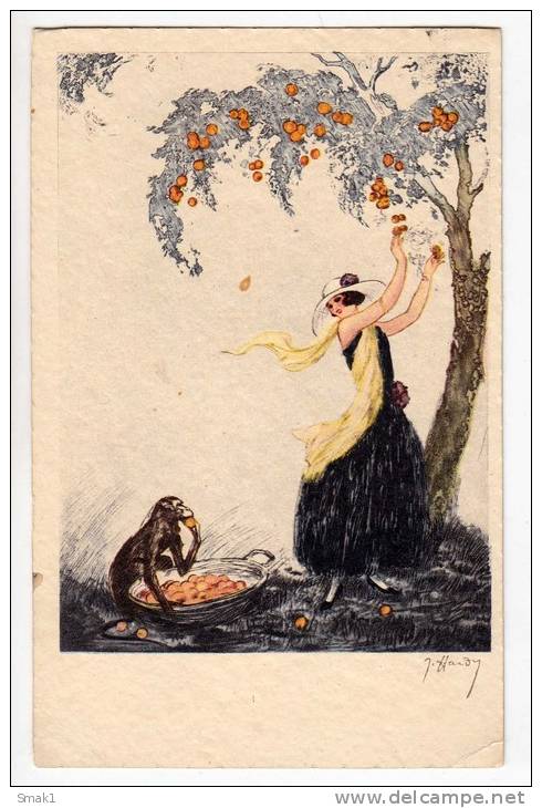 ILLUSTRATORS F. HARDY LADY FRUIT MONKEY Nr. 1964 OLD POSTCARD 1929. - Hardy, Florence