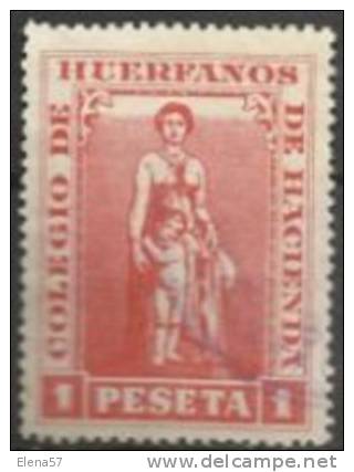 GUERRA CIVIL COLEGIO HUERFANOS DE HACIENDA 1 PESETA FISCAL FISCAUX REVENUE GUERRA CIVIL  COLEGIO HUERFANOS DE HACIENDA 1 - Revenue Stamps