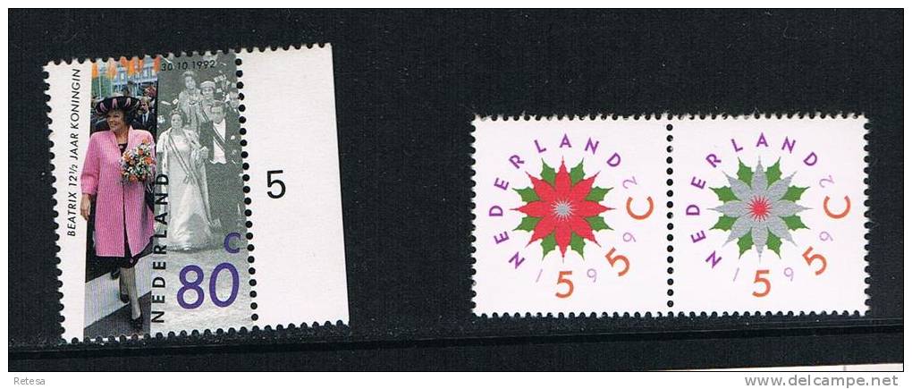 NEDERLAND  12 1/2 JARIG REGERINGSJUBILEUM En DECEMBERZEGELS  1992 ** - Unused Stamps