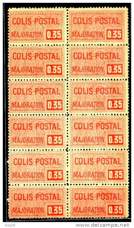 1918 MAJORATION- Ausgabe Colis Postaux  Mi.N°8 A ? Maury N°15b **  Papier Jaunâtre, Als Senkrechter 12 Block Absolut ** - Nuevos
