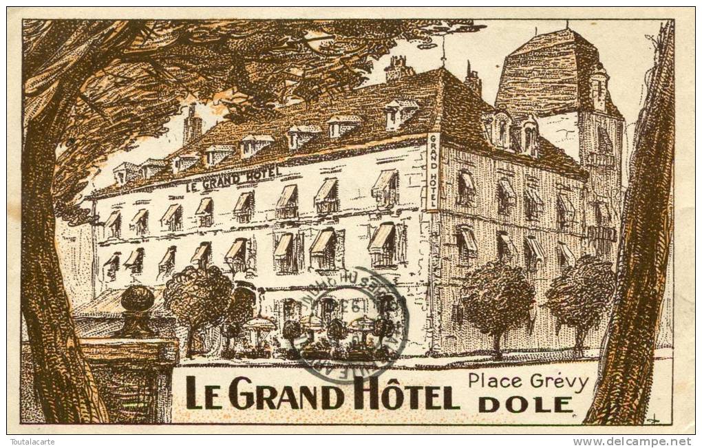 CPSM 39 DOLE LE GRAND HOTEL PLACE GREVY 1934 - Dole