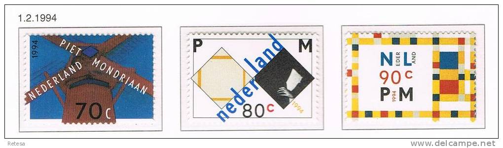 NEDERLAND  MONDRIAANPOSTZEGELS   1994 ** - Unused Stamps