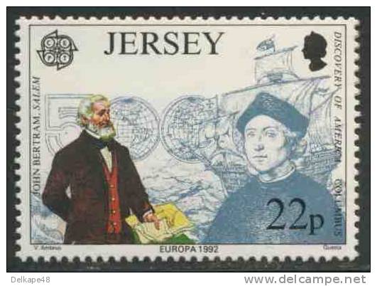 Jersey 1992 Mi 574 ** John Bertram (1796-1882) Ship Owner / Amerikanischer Kaufmann, Geboren Auf Jersey + Columbus - Cristóbal Colón