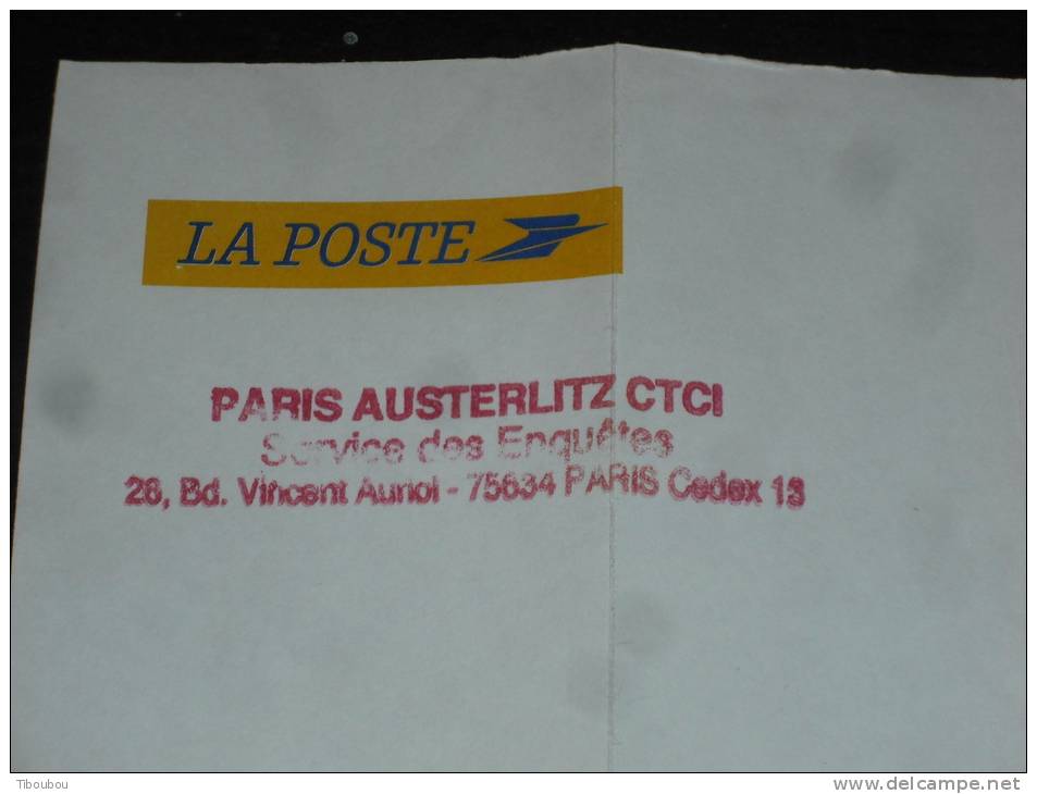 PARIS AUSTERLITZ ENQUETES - CACHET ROND ENCRE ROUGE SUR FRAGMENT GRANDE ENVELOPPE - - Handstempel