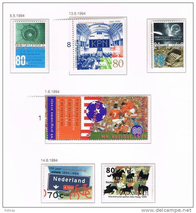 NEDERLAND  N° 1478/1483  - 1994 ** - Unused Stamps