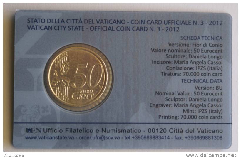 VATICANO - THE COINCARD 2012 N.3, VERY RARE - Vatican