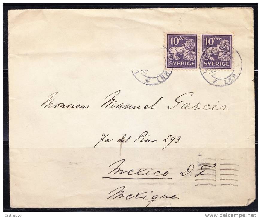 R)1920 CIRCULATED COVER ZWEDEN TO MEXICO D F HERADIC LION SUPORTIN ARMS OF ZWEDEN STAMPS. - Unused Stamps