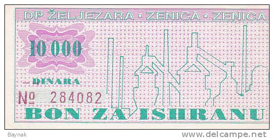 BOSNIEN  -  BON ZA ISHRANU  --  ZELJEZARA ZENICA  -  10 000 DINARA - Bosnia Y Herzegovina