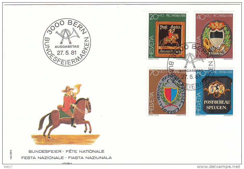 SVIZZERA HELVETIA 1981 PRO PATRIA FESTA NAZIONALE FDC - Brieven En Documenten