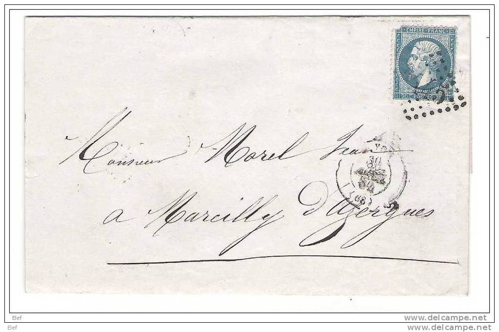 Lettre De LYON Du 30 Avril 1864 " GAZ / Gas De MONTELIMAR ",GC 2145 S/ Empire N° 22 > MARCILLY D´AZERGUES, Rhône - Gaz