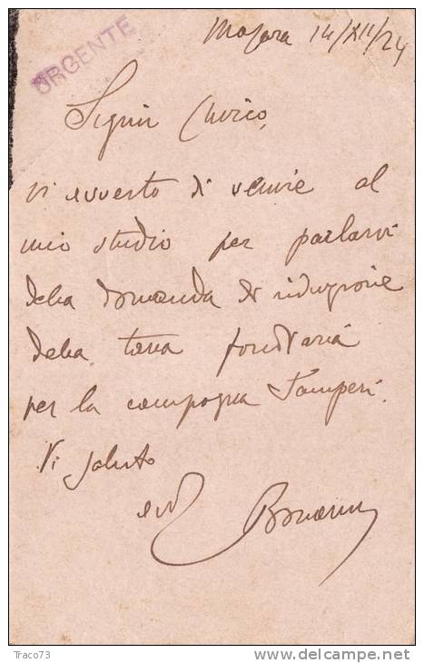 MAZARA  14.12.1924 / Cartolina Pubblicitaria  " Avvocato BONANNO Leonardo "  Viaggiata - Mazara Del Vallo