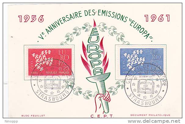 France 1961 Europa Stamp On Souvenir Card - 1961