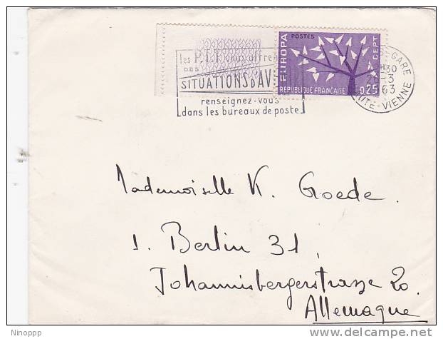 France 1963 Europa Stamp On Cover, Souvenir Postmark - 1963