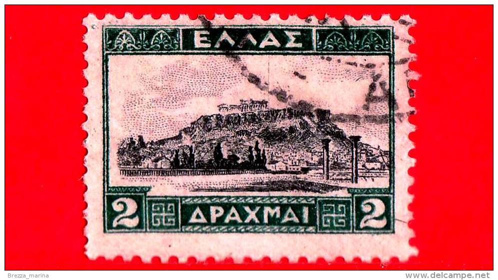 GRECIA - HELLAS - Usato - 1927 - Paesaggi -  Landscapes - Akropolis, Athens - 2 Dr - Usati