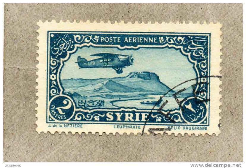 SYRIE  (Mandat Français) : Avion Survolant L´Euphrate - Paysage - - Posta Aerea