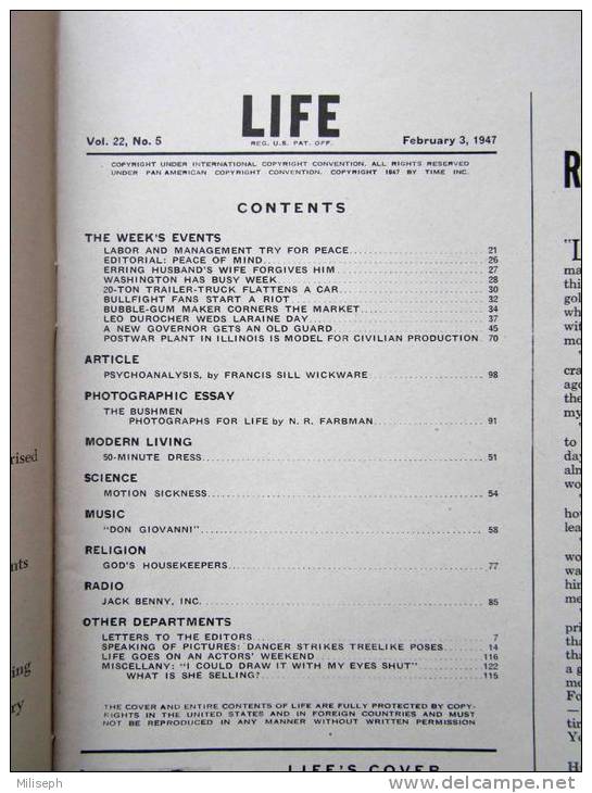 Magazine LIFE - FEBUARY 3 , 1947       (2985) - Journalismus