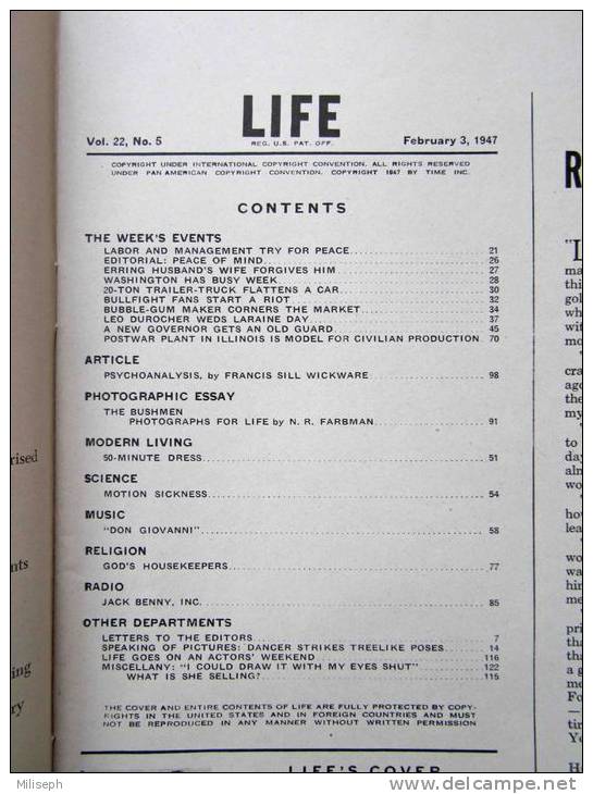 Magazine LIFE - FEBUARY 3 , 1947       (2985) - Novedades/Actualidades