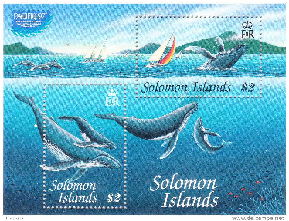 Solomon Islands 1997 Pacific Whales Sheet Of 2 Pacific 97 MNH - Solomon Islands (1978-...)