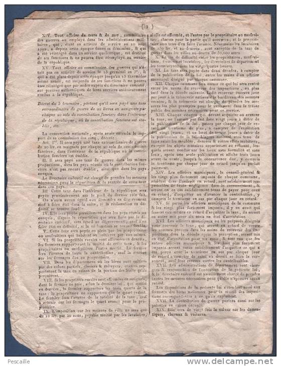 SUPPLEMENT NOUVELLES POLITIQUES ... 18 VENDEMIAIRE 8 BRUMAIRE AN IV - EMIGRES PRETRES ... - COSTUMES FONCTIONNAIRES - Giornali - Ante 1800