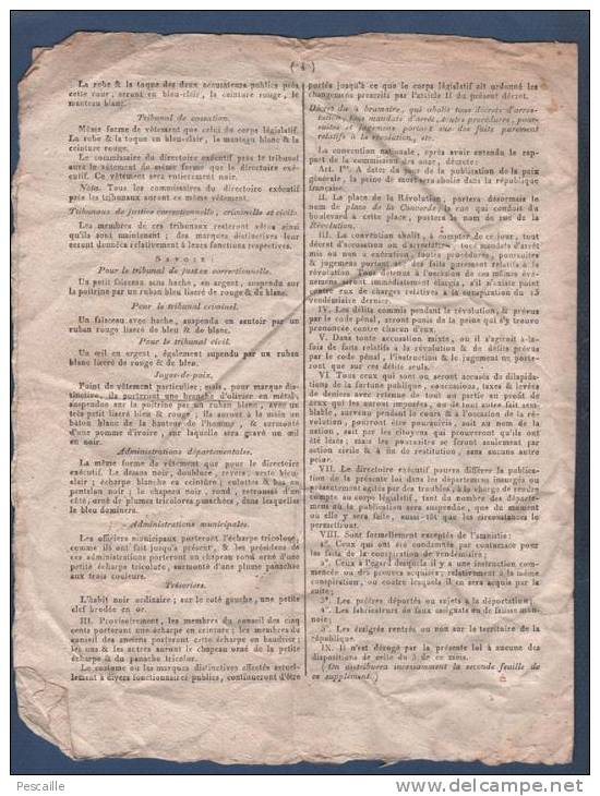 SUPPLEMENT NOUVELLES POLITIQUES ... 18 VENDEMIAIRE 8 BRUMAIRE AN IV - EMIGRES PRETRES ... - COSTUMES FONCTIONNAIRES - Zeitungen - Vor 1800