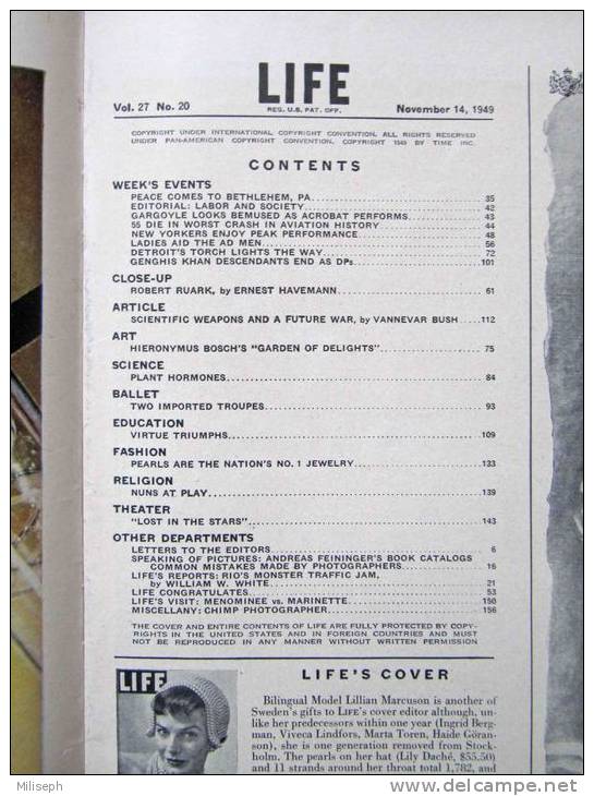 Magazine LIFE - NOVEMBER 14  , 1949        (2988) - News/ Current Affairs