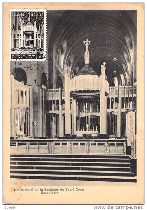 BELGIQUE CARTE MAXIMUM  NUM.YVERT  876 BASILIQUE DU SACRE COEUR A KOEKELBERG - 1934-1951