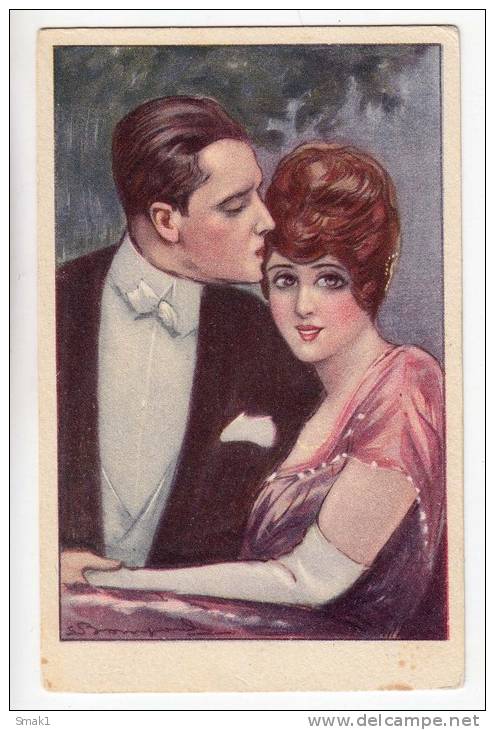 ILLUSTRATORS S. BOMPARD A FANCY COUPLE Nr. 473/3 OLD POSTCARD - Bompard, S.