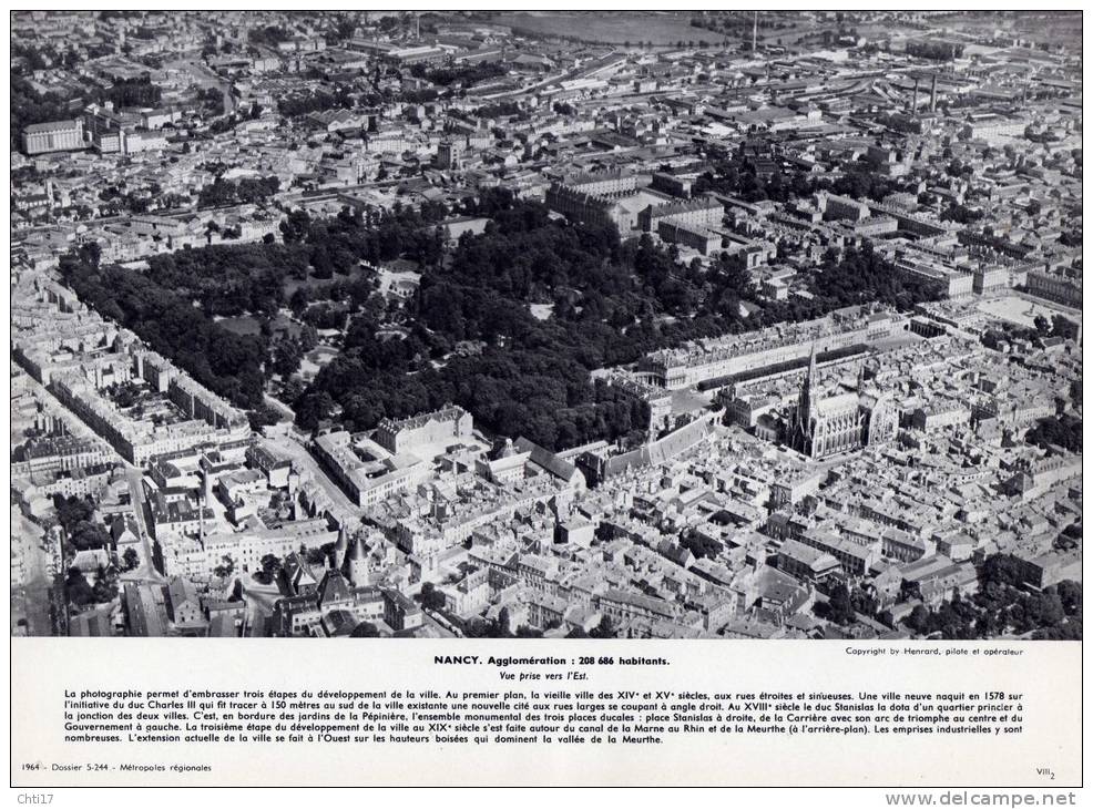 NANCY  1964  VUE AERIENNE LA VIEILLE VILLE - Lieux