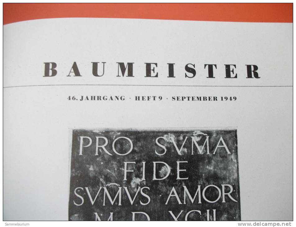 "Baumeister Ausgabe 9 Von 1949" Zeitschrift Für Baukultur Und Bautechnik - Arquitectura