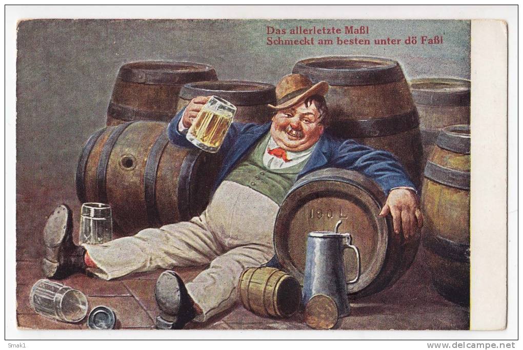 HUMOUR BEER "THE VERY LAST MASSI, TASTE THE BEST IN DÖ FASSI" Nr. 3537 OLD POSTCARD - Humour