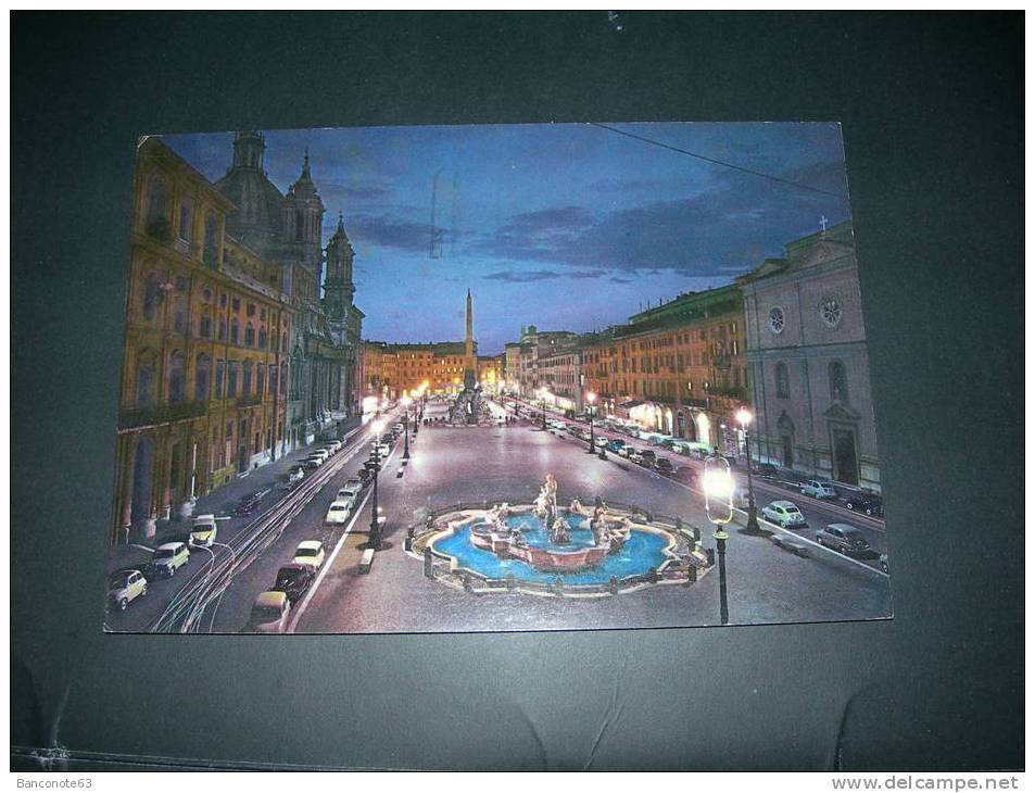 Roma. Piazza Navona. Notturno.  Viaggiata  1968.     (1996) - Piazze