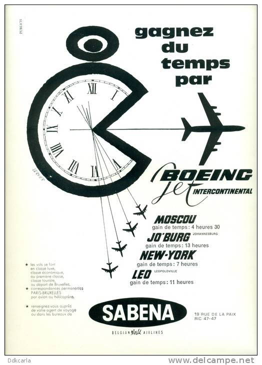 Reclame Uit Oud Magazine 1960 - SABENA Airlines - Aviation - Advertenties