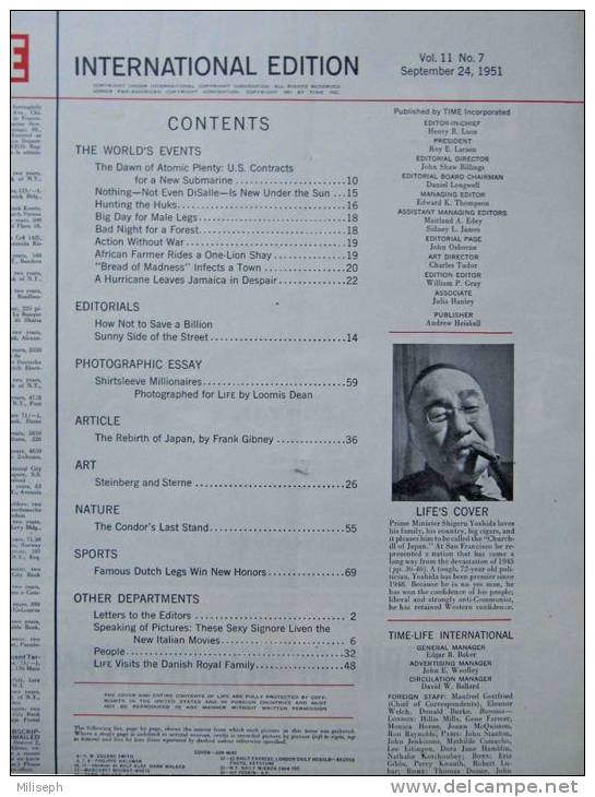 Magazine LIFE - SEPTEMBER 24 , 1951 - INTERNATIONAL EDITION -            (2995) - Nieuws / Lopende Zaken