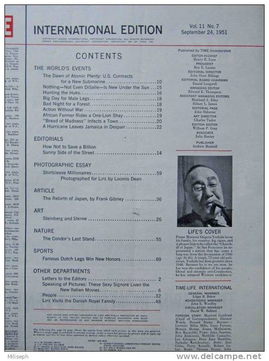Magazine LIFE - SEPTEMBER 24 , 1951 - INTERNATIONAL EDITION -            (2995) - Nouvelles/ Affaires Courantes