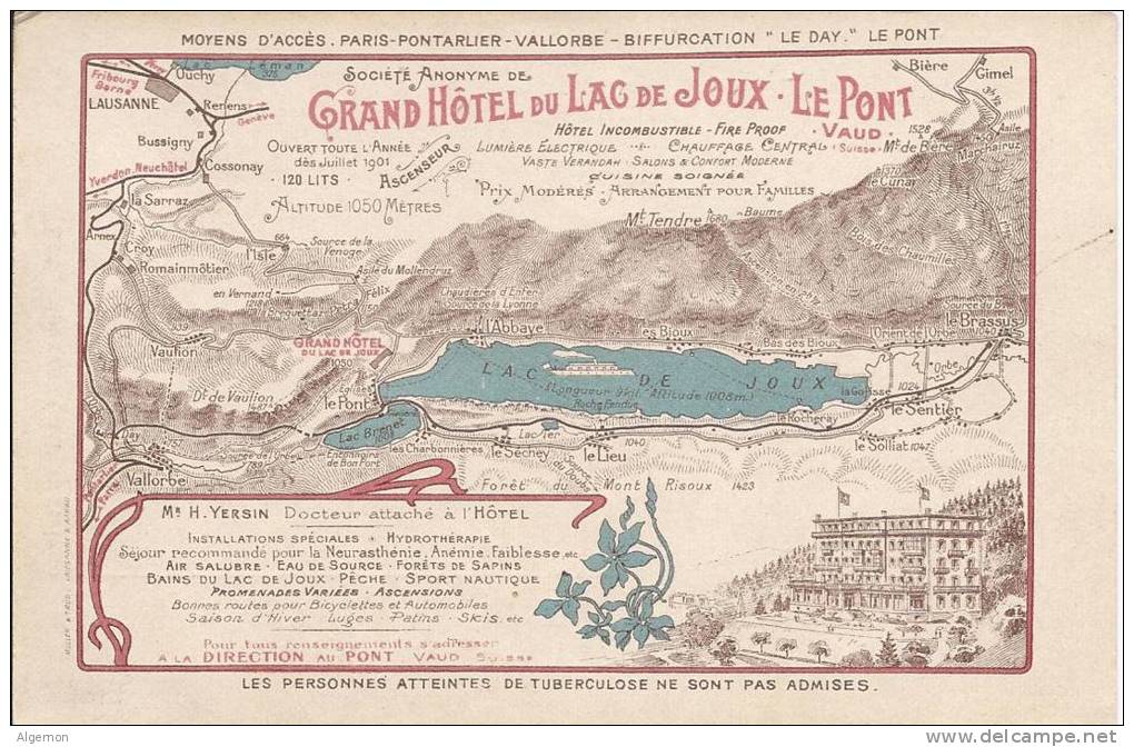 L870 - Carte Publicitaire  Du Grand Hôtel Du Lac De Joux Le Pont - Autres & Non Classés