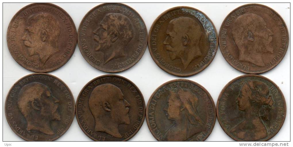 - 8 Pièces De Monnaie ONE PENNY - 1874 - 1898 - 1902 - 1906 - 1908 - 1912 (2 ) - 1921  - 288 - Sonstige & Ohne Zuordnung