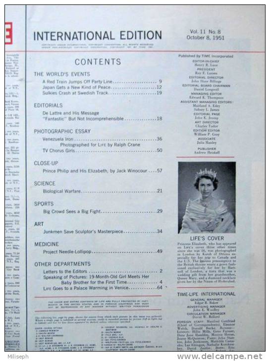 Magazine LIFE - OCTOBER 8 , 1951 - INTERNATIONAL EDITION -           (2996) - Novità/ Affari In Corso