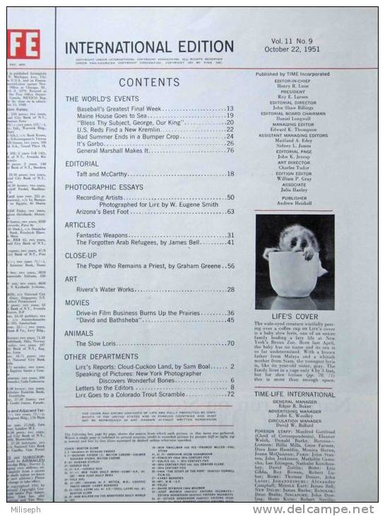 Magazine LIFE - OCTOBER 22 , 1951 - INTERNATIONAL EDITION -             (2997) - Journalismus