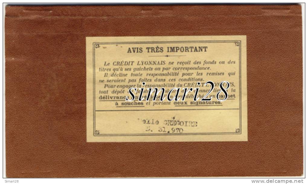 CARNET DE CHEQUE - CREDIT LYONNAIS - Cheques & Traveler's Cheques