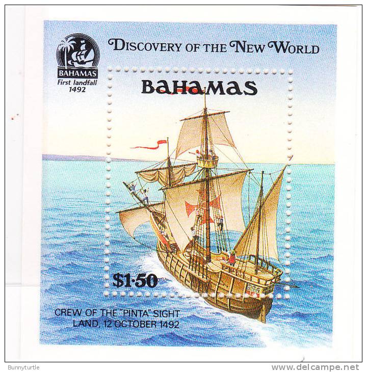 Bahamas 1991 Discovery Of America 500th Anniversary Columbus Sights Land S/S MNH - Cristóbal Colón