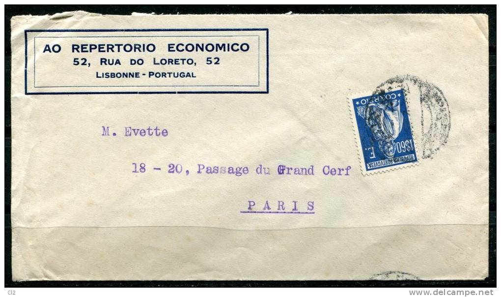 Y&T  432  Sur Lettre De Lisbonne Pour Paris - Lettres & Documents