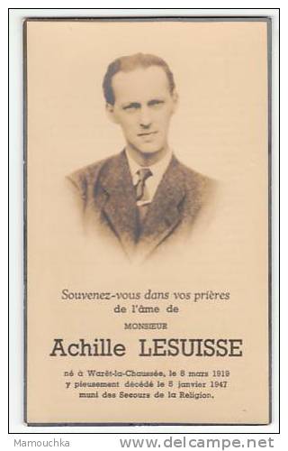 Décès Achille LESUISSE Warêt-la-Chaussée 1919 - 1947 (photo) - Images Religieuses